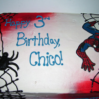 Spiderman Cake Client wanted me to base the cake off the invitation and add my own flair to it.... I added a few extra webs and the red/black airbrushing...