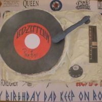 Birthday Cake For My Dad (57Th) WASC Red Velvet cake 9x13 and 8inch with boiled milk icing. Originally planned to make all the decorations edible. They are graphics I...