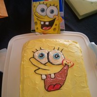 Sponge Bob Trying to replicate the invitation. Cake is butter with the Cake Boss chocolate mousse.