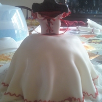 Wedding Dress My attempt at the dress shown how to make in the articles. I used modeling chocolate for the torso, fruit roll-up for the red backing, real...