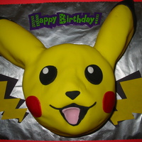 Pikachu carved cake, covered in fondant