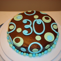 Fun 30Th Birthday Cake I made this cake as a birthday gift for a friend turning 30! Cut out shapes are colored fondant in pale sky blue and pale lime green colors...