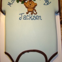 Mommy's Little Monkey This was a quick little cake carved out of an 11*15 inch white cake for a co-worker's baby shower. The cake was covered in light blue...