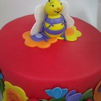 Buzzzzz My friends daughter wanted a RED cake with a bee and a lady bug on it. This is what we came up with based on her favorite bedtime storybook...