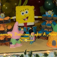Spongebob Birthday Theme Spongebob and pineapple house all butter pound cake, vanilla & chocolate cupcakes, Patrick & Garry made out of rice crispies and...