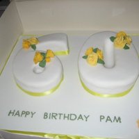 60Th Birthday With Yellow Roses My first time making roses from fondant! Loved it, although very time consuming. Thanks to everyone on here who helped me with tips on how...