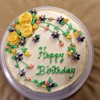 Happy Birthday Bc Cake With Flowers Still a newbie...a great project because I worked on my flower and writing skills.