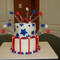 4Th Of July Cake All buttercream with fondant accents. "M80's" are RKTs covered in fondant.