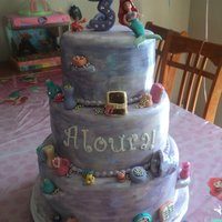 The Little Mermaid Treasure Cave Cake Made all of the little treasures out of gumpaste and put LED lights ;-)