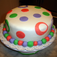 First Fondant Cake - Circles I know I saw the idea for the circles on here but where I couldn't even begin to tell you and I'm sorry for that. I'm very...