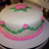 Pink Roses Cake Just a for practice cake! 8inch round covered in fondant. Fondant roses and leaves! Fun to make!