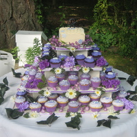 Wedding Cupcakes I was asked to make 9 dozen cupcakes, all different flavors with two different shades of purple. They also wanted a small plane wedding...