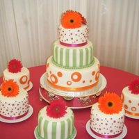 Pink, Orange, Green & Gerber Daisy Wedding Cake 