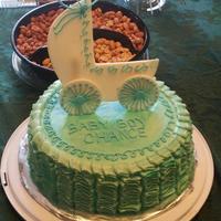 Pram Cake Simple baby boy shower cake.