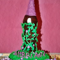 Tangled This was a practice tower. I am making this for a 4 year old birthday. Saw this idea on the Disney website and loved it!