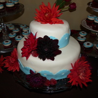 Tiffany Blue Wedding Cake mmf wedding cake, used the cake cricut to make the boarders! Look closely and you can see a childs finger print in the fondant. :)