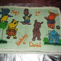 Buttercream Transfer Cake The buttercream frozen transfer recipe on here is amazing...it came out FANTASTIC (forgive the odd tree as my husband wanted to "chip...