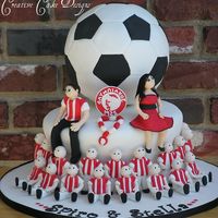 Soocer Players Grooms Cake Handmade the entire soccer team from gumpaste (took two full days just to do that). MAde the grrom to be and bride to be out of gumpaste....