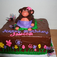 Monkey Cake Sugar free cake with a cute Monkey on top. The flowers on the side of the cake were created from a stencil i found that looked cute....