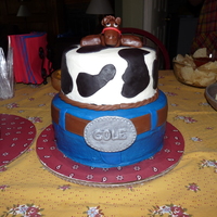 1St Western Themed Birthday Party This was iced in buttercream with fondant decorations. I colored the blue buttercream and fondant at the same time so they would match. I...