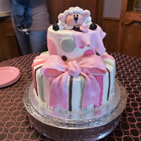 Baby Shower Cake For Little Girl Iced with buttercream and fondant decorations.