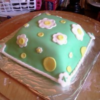 Daisy Pillow Cake Cake for friend..all fondant. White Butterscotch cake, BC frosing. TFL