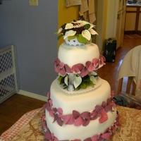 Burgundy Leaves Heart Shaped Wedding Cake Bride wanted burgundy - first color wasn't dark enough, hence two colors of leaves. Leaves are gum paste. Cake is chocolate/coffee...