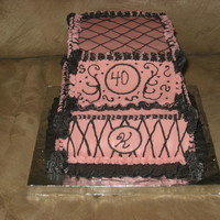 Kim's 40Th Birthday Cake Cake for my sister's 40th. Vanilla with pink vanilla buttercream and chocolate buttercream decor. Had issues with the chocolate...