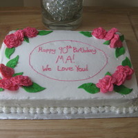 90Th Birthday 90th Birthday sheet cake with buttercream roses