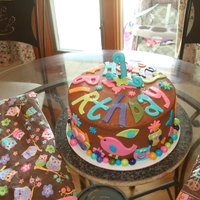 Owl Cake I made this to match my daughter blanket and happened to find napkins at the party store. The cricket would have come in handy. The lines...