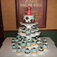 Baby Shower Cup cake and small cake with Chocolate clay girl on top