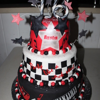 Rock Star Cake Made this for my son's 16th birthday. The detailed cutouts were done with my Silhouette cutter. Also, the inside of the cake was...