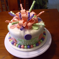 Bow And Ribbon Girls B-Day Cake 