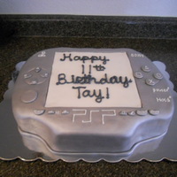 Psp Cake PSP cake for a birthday. Butter cake with buttercream. Covered in fondant with fondant details that I painted silver.