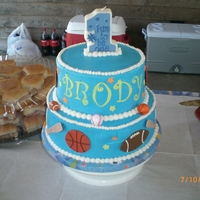 Sports Theme First Birthday This is for my grandson's first birthday. Buttercream with fondant accents. Thanks to mandyscakesandcandy for the design. I cut the...