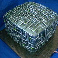 Star Trek Borg Cube Buttercream airbrushed with silver.