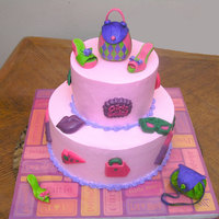 Girly Cake Buttercream icing cake with Shoes and Purse in Gumpaste.