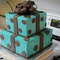 Blue And Chocolate Brown Baby shower polka dot theme