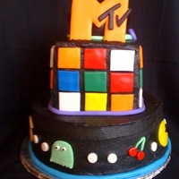 80's Cake This is a chocolate cake with chocolate buttercream. Wanted to use fondant on the cake but no matter what I did it just fell apart. This...