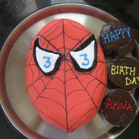 Third Birthday Spiderman fondant covered chocolate cake