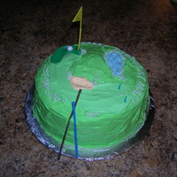 Golfer's Cake An 8 inch cake decorated to resemble a small golf course. This was for a friends birthday.