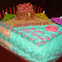 Luau Cake Buttercream - I used graham crackers to form the hut, and natural sugar for the sand on the beach.