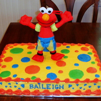 Elmo Birthday Cake All buttercream - I used the round fondant cutters as a guide to make the circles round.