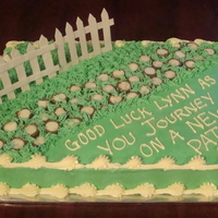 Retirement Sculpey fence, Lindt truffles for the path. I used truffles because of her husband's ties to them at his job.