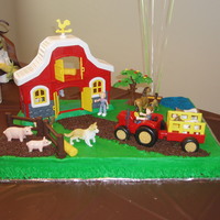 On The Farm Made this Baby Shower cake with a Farm set bought from Toys R Us. Not completely edible but they got to keep the toy set for the baby.