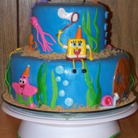 Spongebob Birthday! For my son's second birthday, he just loves Spongebob. Choc devils food with buttercream and fondant. All decoration's are...