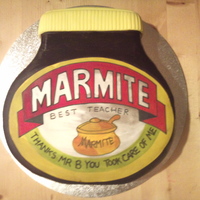 Marmite Jar made as a special leaving pressie for my daughters marmite mad teacher......... no marmite included in the ingredients however.......