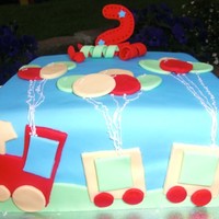 Train And Balloon Cake The little boy's mum said I could choose any colourful design for the cake and that he liked balloons or trains so I decided to do...