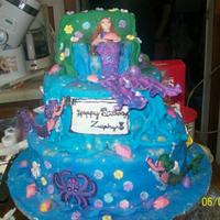 Fondant Mermaid Cake my first ever fondant cake and my first ever fondant sculpture! Chocolate mermaid and octopus decorations, and royal sugar flowers! I...