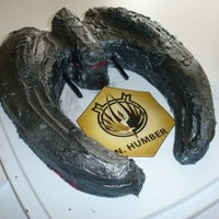 Battlestar Galactica Cylon Raider Cake Battlestar Galactica Cylon Raider Cake. (Made for my boss who's bday is conveniently the month before reviews :)) The center tube part...